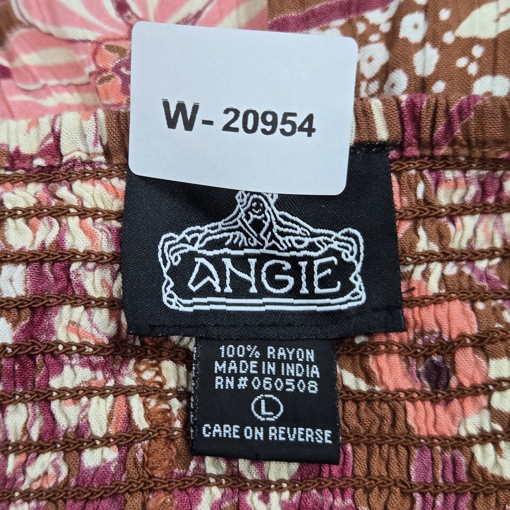 ANGIE Women Dress L Brown Floral Maxi Boho Cottagecore Sleeveless Lined - Picture 3 of 10